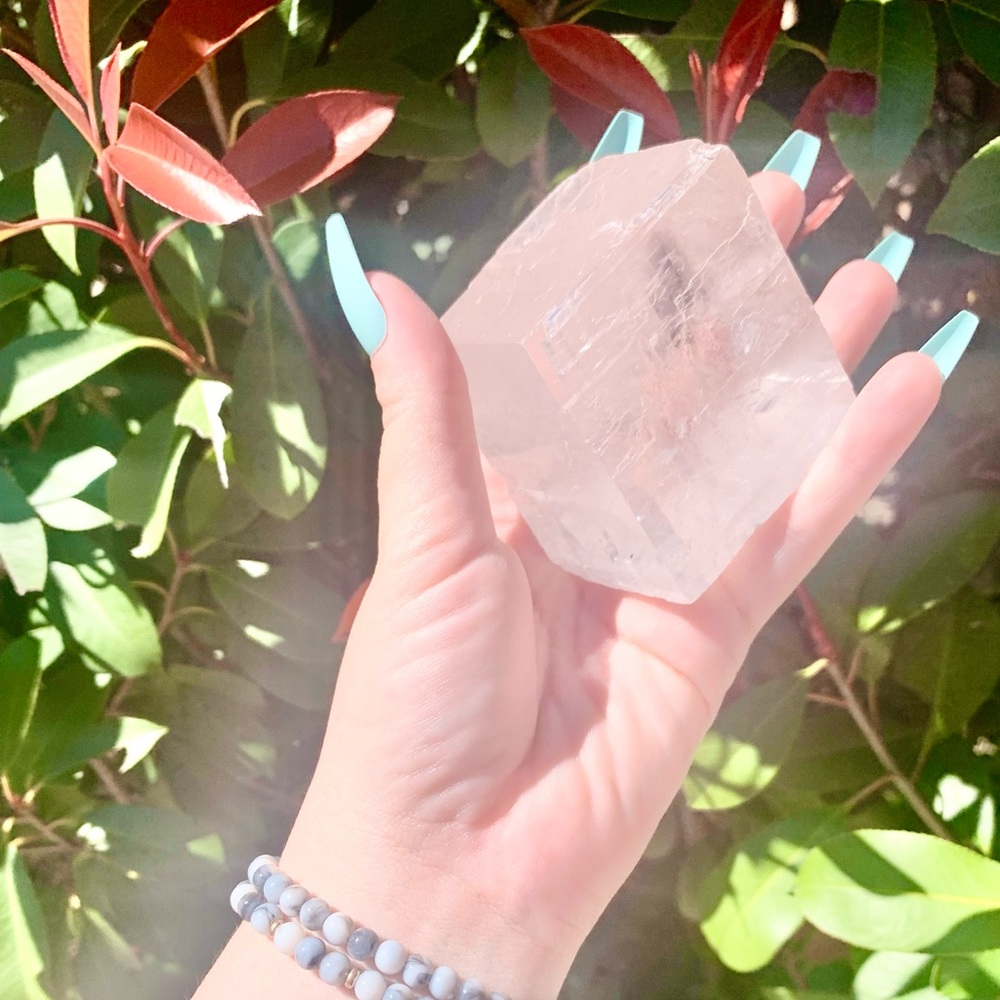 Clear calcite cube